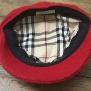 NWOT Burberry London Women\'s Red Wool Newsboy Cap Novacheck Lining Size M. Burberry Newsboy Cap - Etsy main image 4